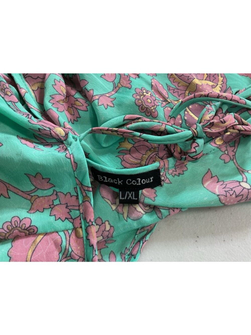 Green Floral Pool Maxi Cover-Up Slit Dress Muumuu Womens XL - Picture 7 of 8